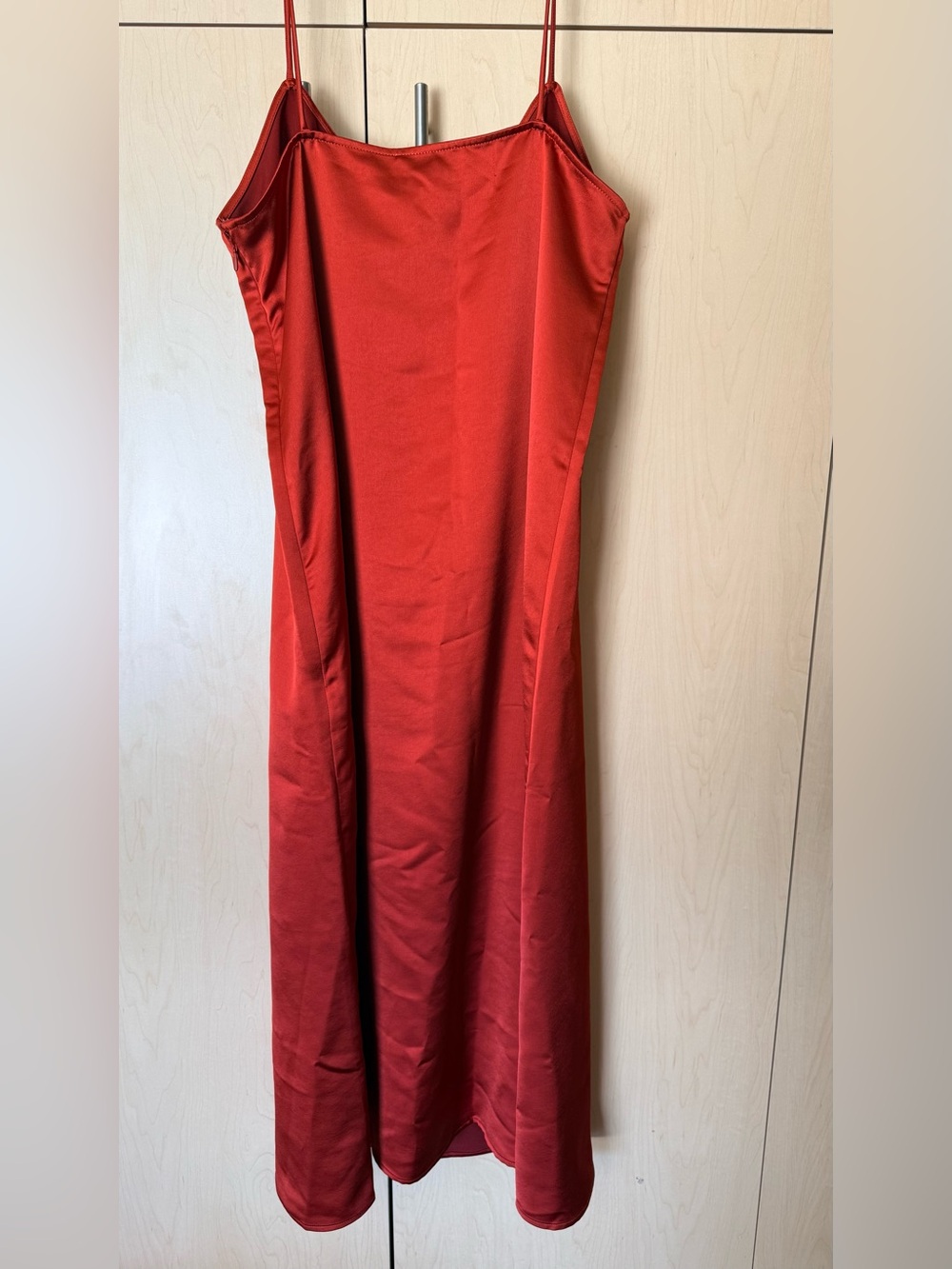 CALVIN KLEIN Burnt Orange Spaghetti Strap Maxi Slip Dress - Picture 5 of 8